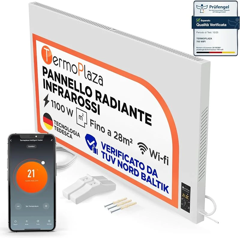 Termoplaza Pannello Radiante Infrarossi WiFi 1100 W 28 m² Basso Consumo — Riscaldamento