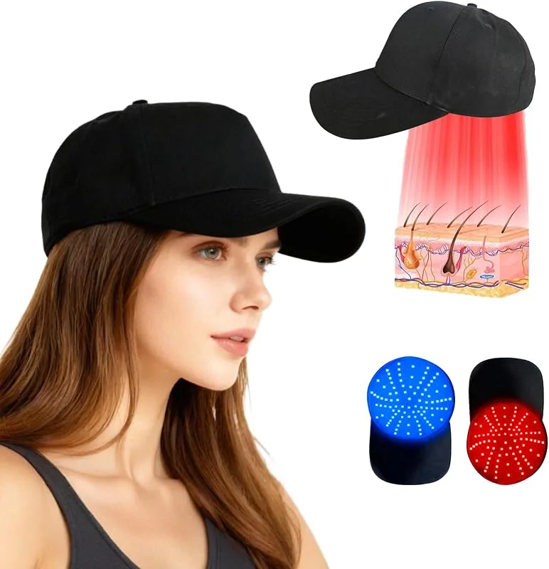 Cappello terapia luce rossa, LED infrarossi per capelli e massaggio vibrante