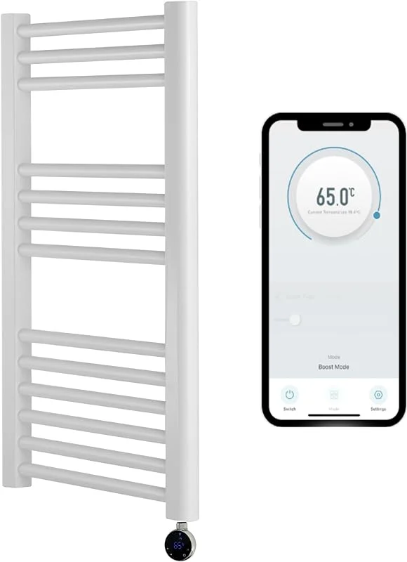 Scaldasalviette Elettrico WiFi Bagno, 400 X 800 Mm, Bianco EU — Riscaldamento