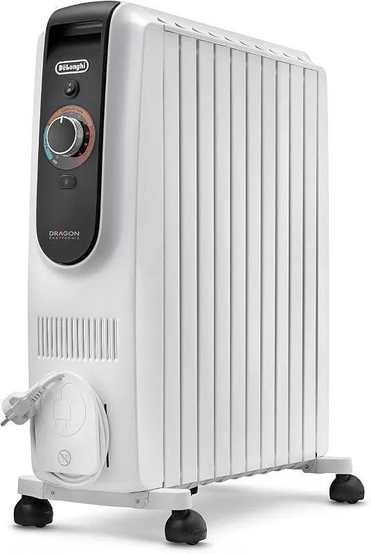 De'Longhi Dragon EasyTronic TRD51025 - Termoventilatore con 12 livelli di temperatura, interfaccia EasyTronic con termostato di sicurezza, effetto camino con 10 nervature per ambienti fino a 75 m³ — Riscaldamento