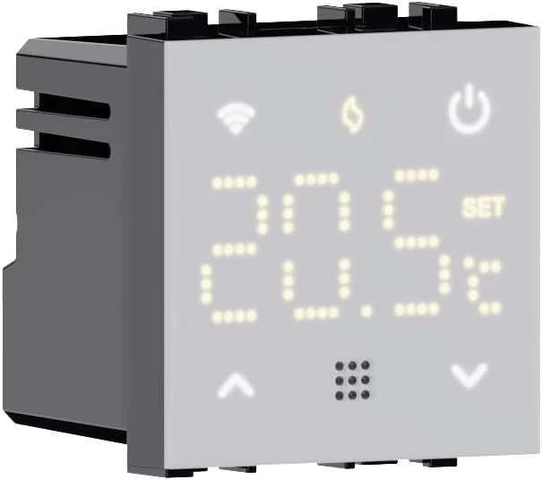Elektronova termostato da incasso modulo programmabile 2P 240V display touch retroilluminato colore bianco compatibile su supporti Bticino Matix — Riscaldamento