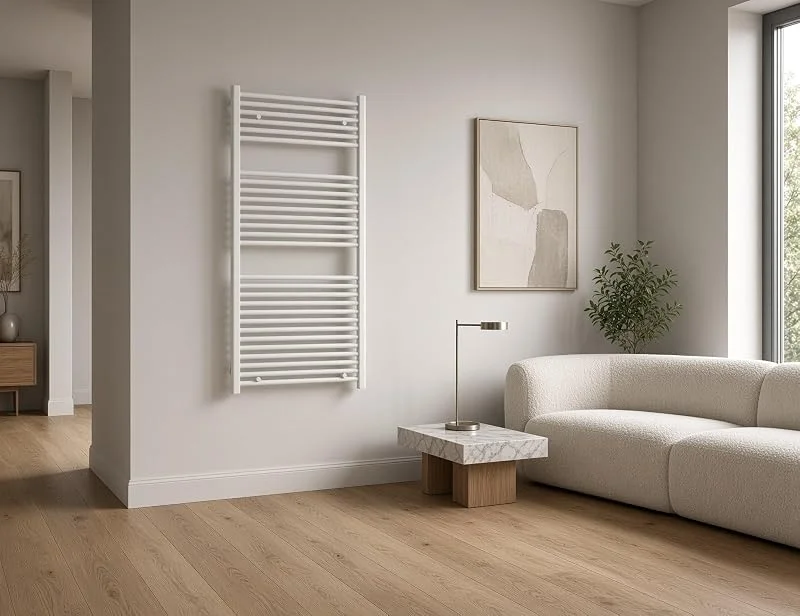 Scaldasalviette termoarredo 150x50 cm (int.45) bianco da bagno tubi dritti MICHALI — Riscaldamento
