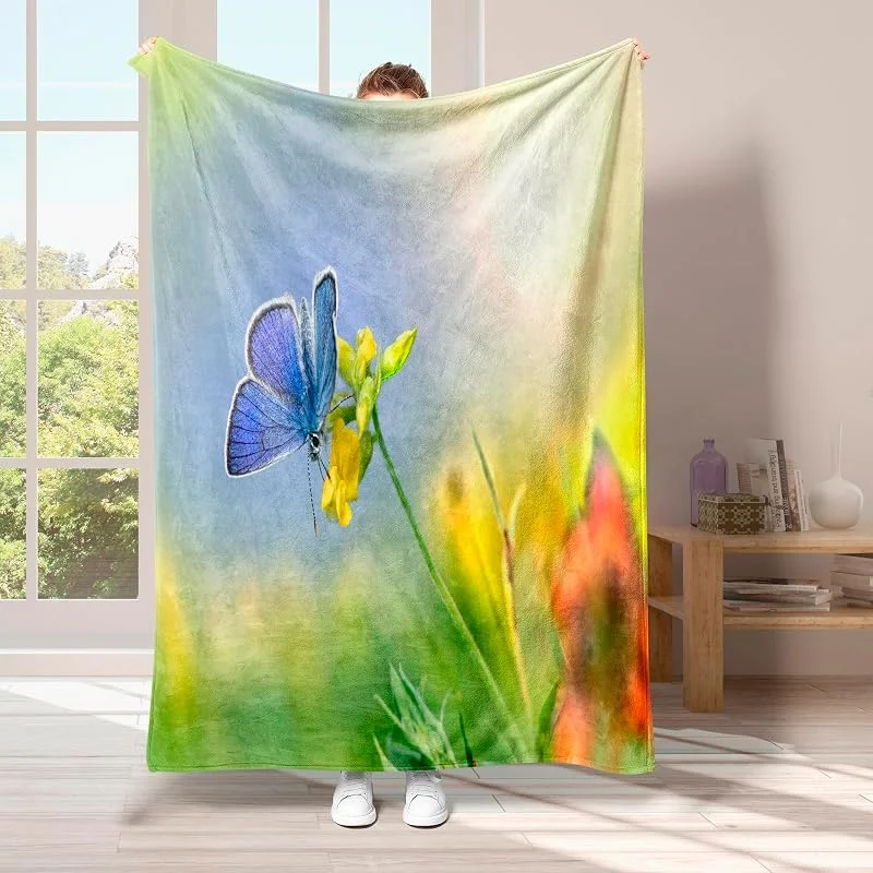 Farfalla Coperta di Flanella 220x240cm, Animale Blanket Morbido Caldo e Confortevole, Modello di Copert con Stampa 3D, Adatto a Tutte le Stagioni — Riscaldamento