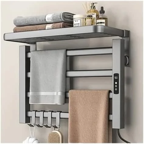 Scaldasalviette Elettrico Intelligente per Bagno, scaldasalviette Senza Foratura, scaldasalviette per Uso Domestico, Accessori per Il Bagno (Sinistra, 55x35 - Grigio) — Riscaldamento