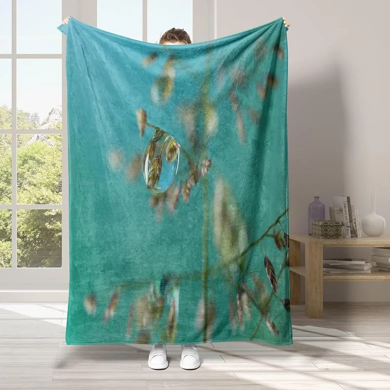 Rugiada Coperta di Flanella 220x240cm, Pianta Blanket Morbido Caldo e Confortevole, Modello di Copert con Stampa 3D, Adatto a Tutte le Stagioni — Riscaldamento