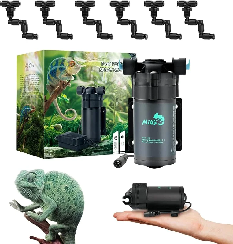 Mocoli Terrarium Mister, Terrario per Piante con 6 Ugelli Umidificatore A Nebbia per Piante per Rettili Terrario con Sistema di Irrigazione Regolabile A 360° per Terrari E Piante Anfibie
