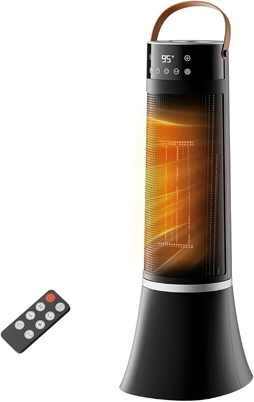 Stufetta Elettrica Basso Consumo, 2000W PTC Termoventilatore, 75° Oscillazione, Telecomando, 3 Modalità, Protezione da Surriscaldamento e Ribaltamento, Timer 12 ore, Stufa Elettrica