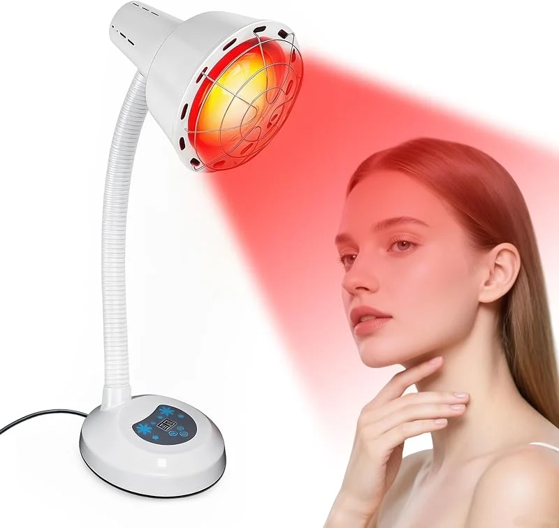 Lampada a luce rossa, 275 W, lampada a infrarossi, flessibile a 360°, con griglia di protezione, regolazione della temperatura a 10 livelli e funzione timer — Riscaldamento