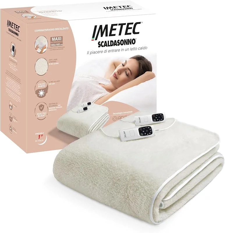 Imetec Scaldasonno Adapto – Scaldaletto matrimoniale 195x165 lana merino — Riscaldamento