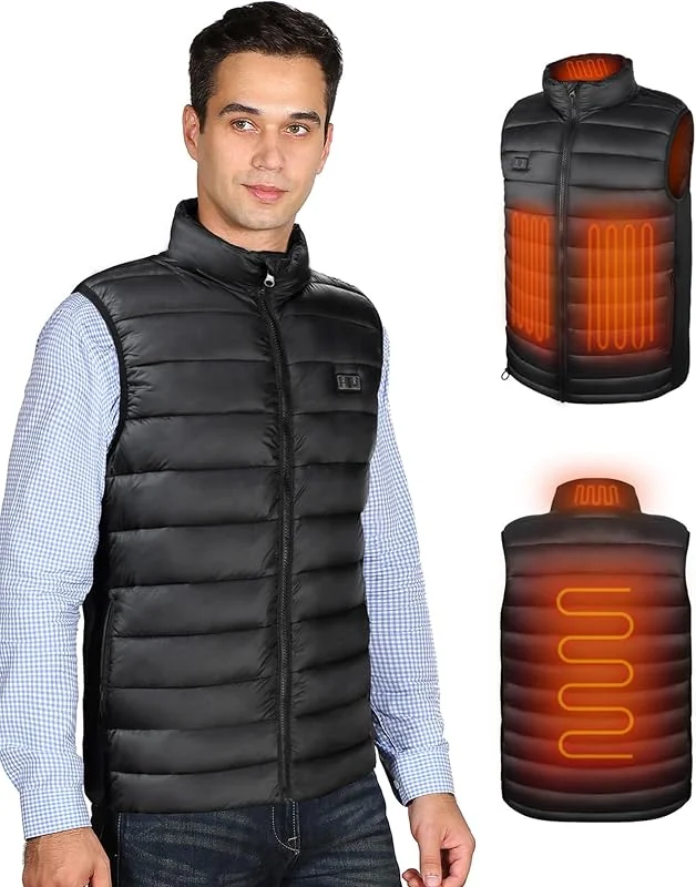 Gilet Riscaldato Uomo, Smanicato Riscaldato Uomo, Gilet Riscaldante uomo con Batteria 10000mAh, 3 Livelli Di Temperatura, Ideale Per Lavoro All’Aperto, Escursioni, Pesca, Inverno — Abbigliamento riscaldato