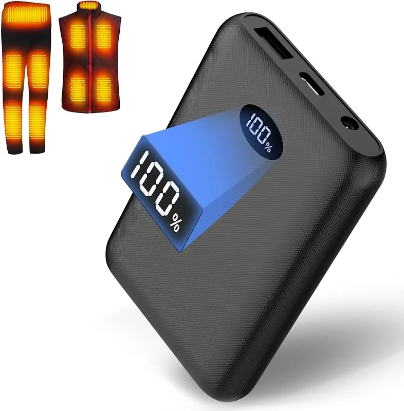 Batteria 7, 4 V 2 A, 10000 mAh, per gilet riscaldato, giacca, cappotto, pantaloni, pantaloni e biancheria intima riscaldata, confezione di batterie di ricambio per indumenti riscaldati — Abbigliamento riscaldato