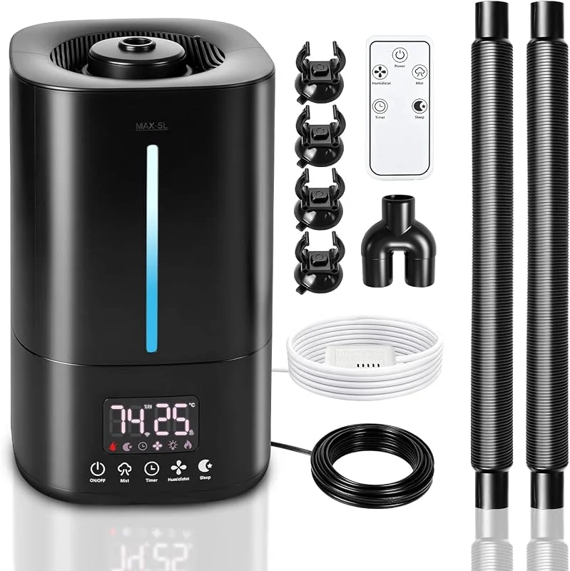 Umidificatore per rettili, nebulizzatore per terrario da 5 l, con timer e sensore di umidità esterno, umidificatore intelligente per piante per serpenti, camaleonti, tartarughe