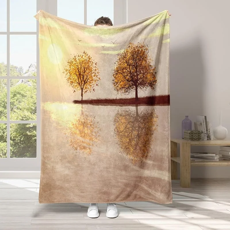 Sole Coperta di Flanella 220x240cm, Uccello Blanket Morbido Caldo e Confortevole, Modello di Copert con Stampa 3D, Adatto a Tutte le Stagioni — Riscaldamento