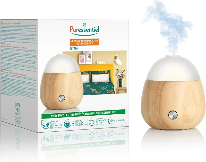 Puressentiel – Diffusore di oli essenziali umidificatore ETNA - Diffusione ad ultrasuoni - 2 effetti di nebbia - Luce d'atmosfera - fino a 10 ore di diffusione