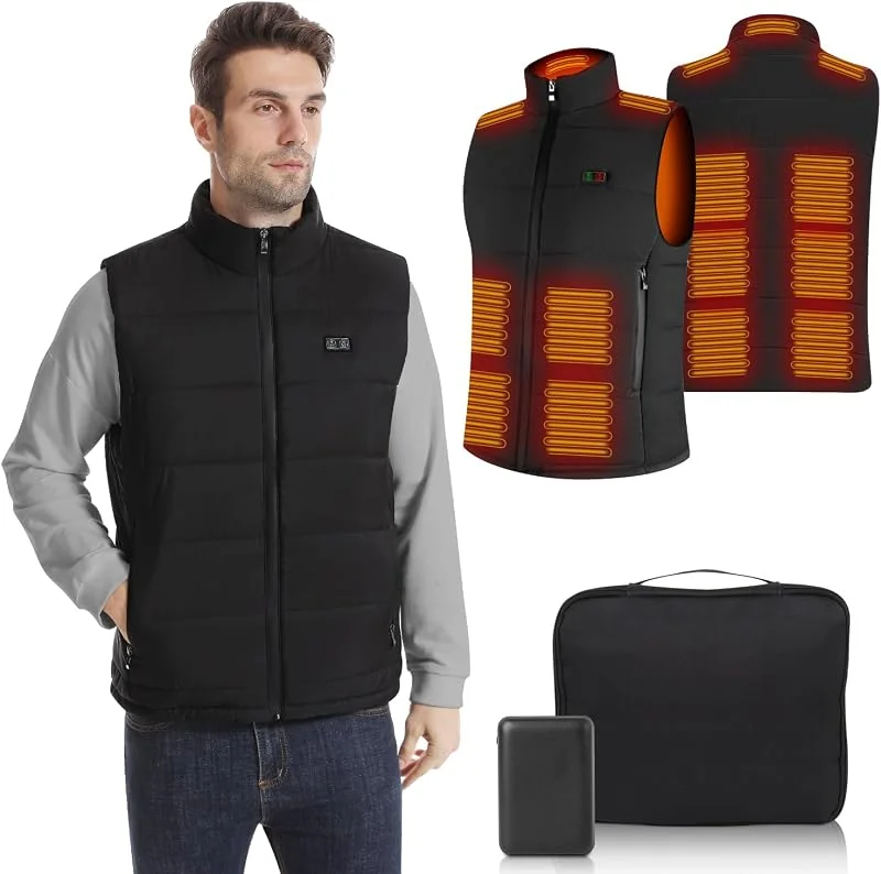 Gilet Riscaldato, Gilet Riscaldato Uomo e Donna con 15 zone, Giubbino Riscaldato con USB 10000mAh Batteria, Giacca Riscaldata lavoro invernale da Esterno Moto Giubbott — Abbigliamento riscaldato