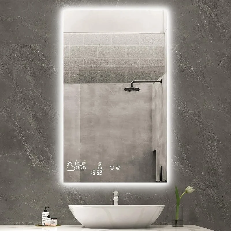 Riscaldamento a infrarossi, 350 W, specchio da bagno a infrarossi, con interruttore touch, Smart WiFi, con illuminazione a LED, caldo, freddo, verticale, 60 x 100 cm