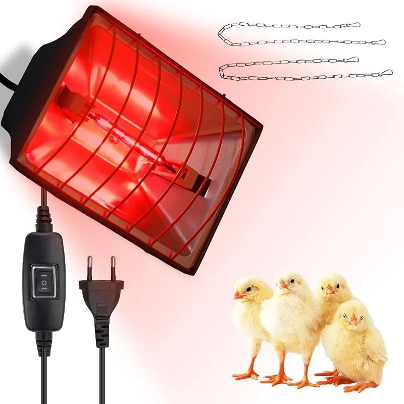 Lampada termica da 1, 8 metri, con spina europea, 300 Watt, lampada a luce rossa con interruttore, lampada termica per animali, lampada riscaldante per polli, gassi, lampada a infrarossi per pulcini — Riscaldamento