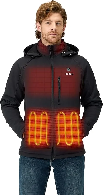 ORORO Giacca riscaldata da uomo con colletto riscaldato, 4 zone di calore, con batteria ricaricabile USB-C — Abbigliamento riscaldato