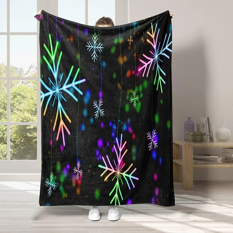 Romantico Coperta di Flanella 220x240cm, Fiocco di Neve Blanket Morbido Caldo e Confortevole, Modello di Copert con Stampa 3D, Adatto a Tutte le Stagioni — Riscaldamento