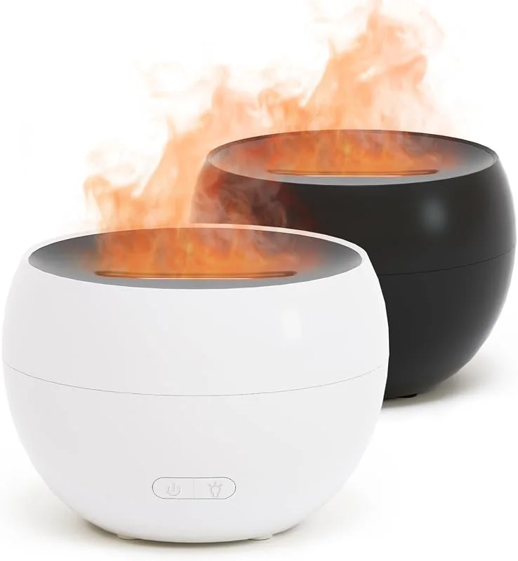 SALKING Diffusore di aromi effetto fiamma, diffusore di oli essenziali, umidificatore elettrico, diffusore di luce calda, umidificatore per bambini, casa, ufficio o yoga (2 pezzi)