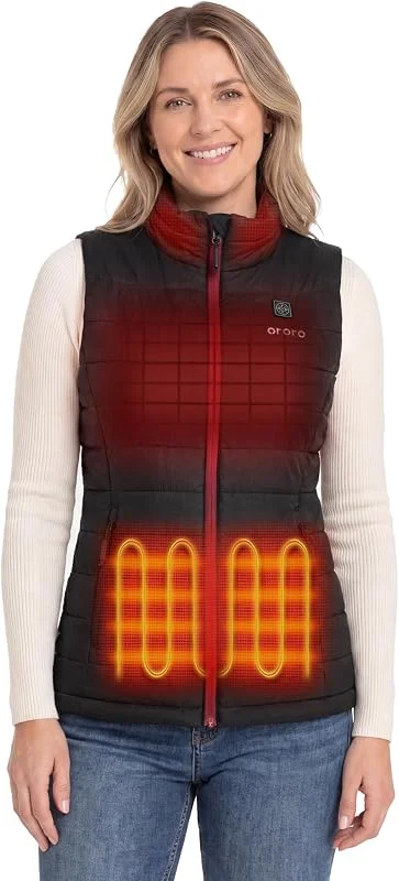 ORORO Gilet Riscaldato Donna con Batteria Giubbotto Riscaldato Donna Maglia Riscaldata Elettrica Smanicato Riscaldato Donna - Caricatore Non Incluso — Abbigliamento riscaldato