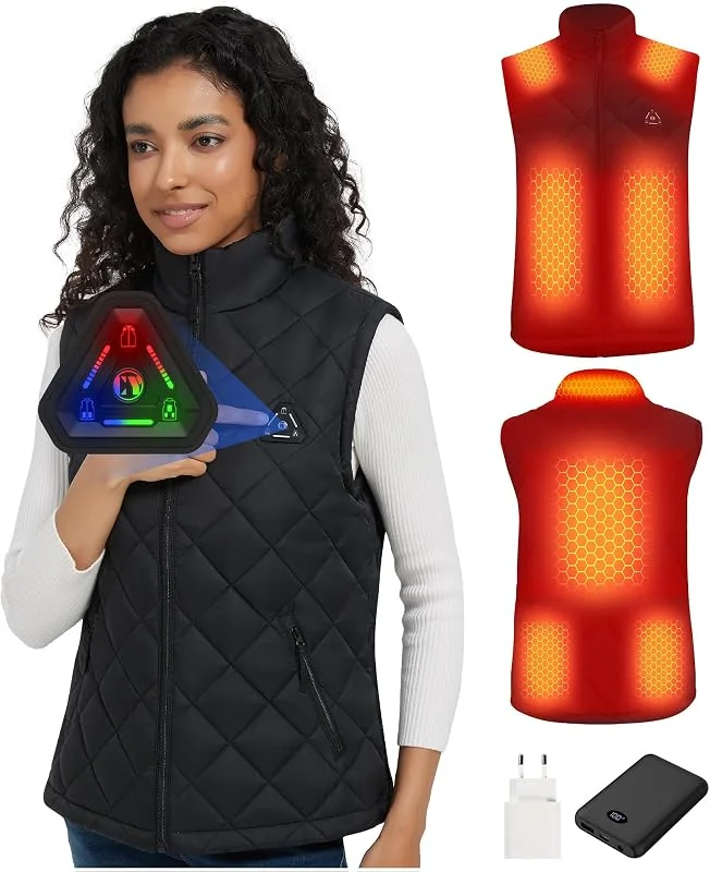 CYCYHEAT Gilet Riscaldato Donna 7, 4V con Tecnologia al Carbonio — Abbigliamento riscaldato