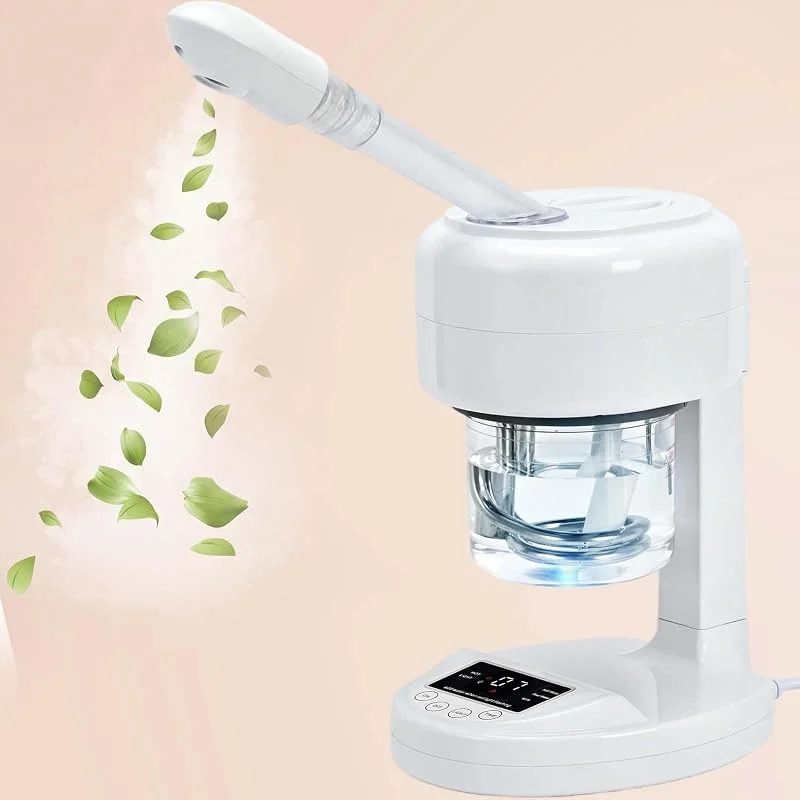 Vaporizzatore facciale portatile, ozono e nebbia calda, umidificatore da tavolo per spa viso, cura della pelle domestica, salone di bellezza professionale con ugello rotante a 360°