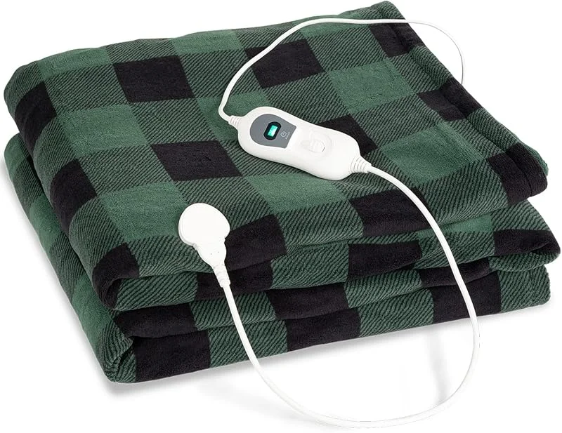 Klarstein Dr. Watson - Coperta elettrica, scaldaletto, termocoperta, 3 regolazioni, timer, protezione da surriscaldamento, adatta alla lavatrice, batterie, 120 W, 200 x 180 cm, rombi verdi