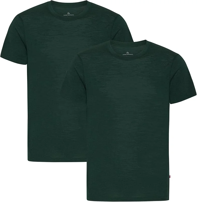 DANISH ENDURANCE Maglia Termica Uomo in 100% Lana Merino, Maglietta T-Shirt Maniche Corte, Traspirante e Anti-umidità, 1 o 2 Paia — Abbigliamento riscaldato