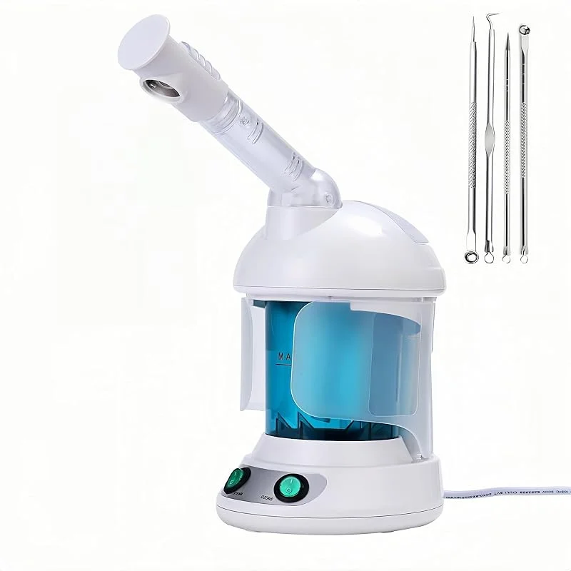 Vaporizzatore per il viso, vaporizzatore all'ozono con braccio girevole a 360°, umidificatore, libera i pori dai punti neri, vaporizzatore portatile per la cura del viso a casa o in salone