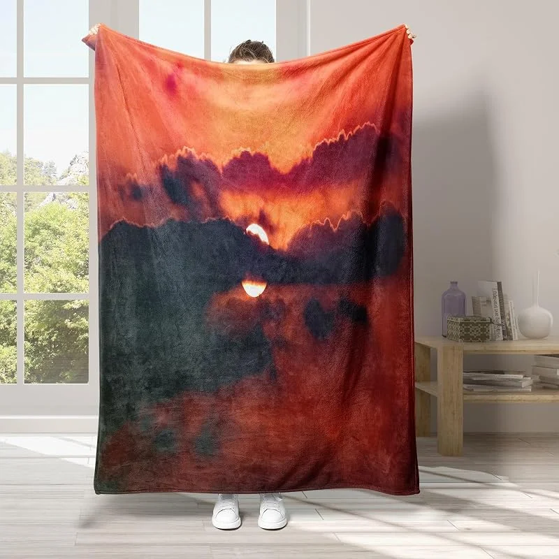 Nuvole Scure Coperta di Flanella 220x240cm, Sole Blanket Morbido Caldo e Confortevole, Modello di Copert con Stampa 3D, Adatto a Tutte le Stagioni — Riscaldamento