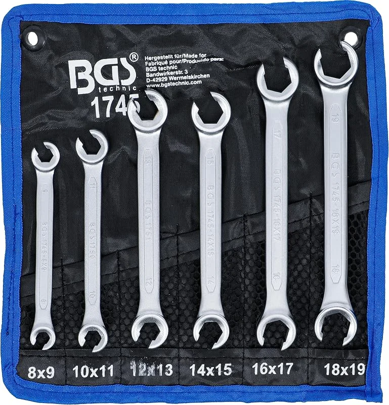 BGS 1745, Serie di chiavi a doppio anello aperte, 8 x 9 - 18 x 19 mm, 6 pz. — Riscaldamento