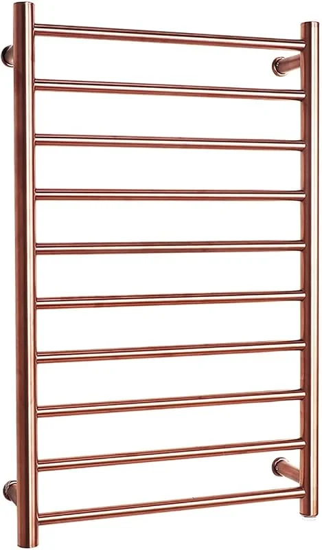Scaldasalviette Elettrico, scaldasalviette a Parete in Acciaio Inox Color Oro Rosa, 88 W, scaldasalviette Intelligente a Temperatura costante, 10 Piani, per Bagno — Riscaldamento