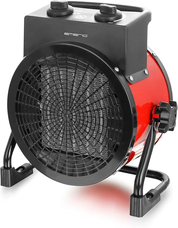 EMERIO - Termoventilatore Power 3000 Watt – Stufa in ceramica – Ventola di riscaldamento elettrica Turbo con protezione contro il surriscaldamento – potente – 2 livelli di calore – per cantiere casa
