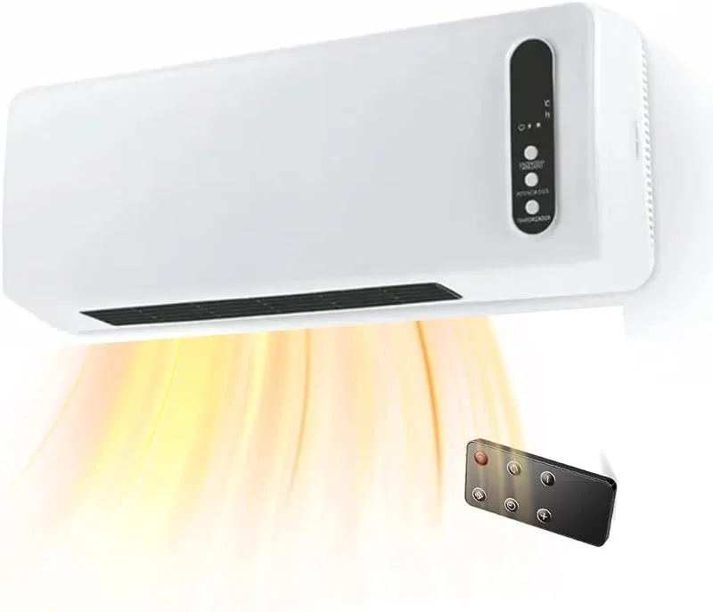 Termoconvettore Ceramico Elettrico da parete, con Telecomando e Timer 2 Livelli di potenza 1000W, 2000W, Display LCD — Riscaldamento