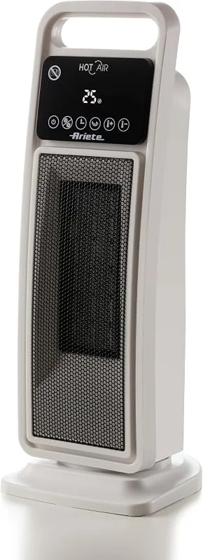 Ariete 8212 Stufa elettrica a torre, 2000W, Funzione ventilazione, Funzione oscillazione, Timer fino a 8 ore, Led display, Tecnologia ceramica, Basso consumo energetico, Bianco — Riscaldamento