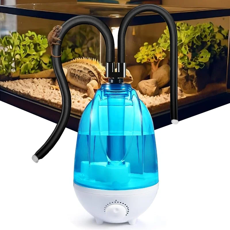 Reptilie Luftbefeuchter Terrarium, 4L Reptilien Luftbefeuchter 300mL, h Mit 7 Farben der Nachtlichtfunktion, Terrarium-Nebelgerät Mit verstellbarem Schlauch, Vaporizer Nebelmaschine mit Doppeldüse — Umidificatore