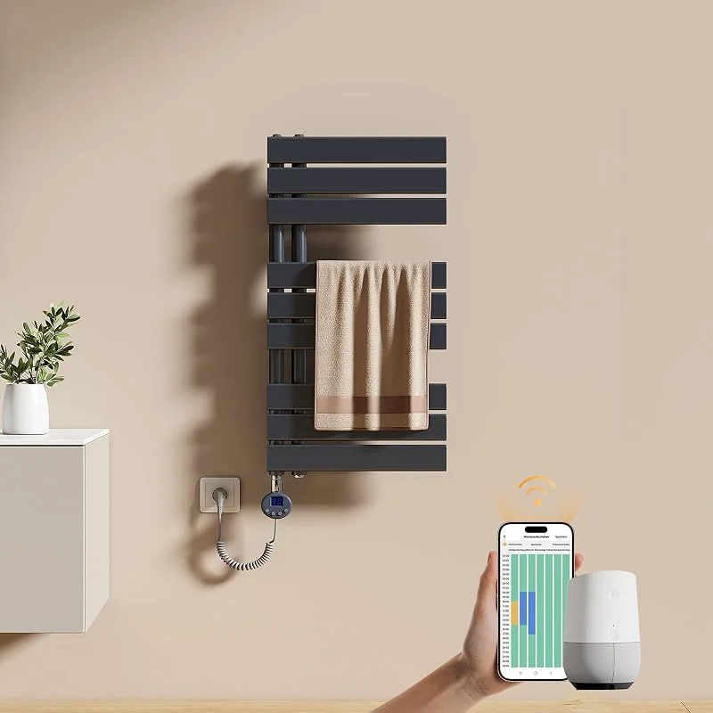 EMKE Scaldasalviette Elettrico con WIFI Termostato 76x40 cm, Antracite — Riscaldamento
