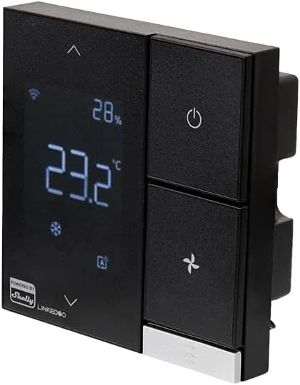 LinkedGo Powered by Shelly Termostato HVAC Smart Wi-Fi, Riscaldamento e Raffrescamento, Riscaldamento a Pavimento, Funzione Antigelo, Controllo RS485, Alexa e Home Assistant, Nessun Hub Richiesto