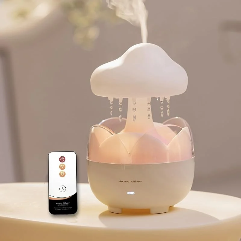 Raindrop - Umidificatore portatile con diffusore a nuvola per oli essenziali, luce notturna e spegnimento automatico, capacità 230 ml
