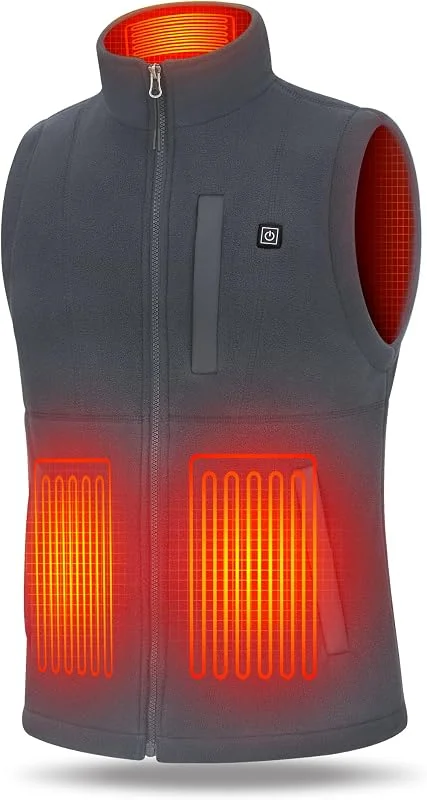 UNBON Gilet Riscaldato Uomo con Batteria USB 10000mAh, Giubbotto Riscaldato Uomo con 3 Temperatura 6 Zone di Calore, Gilet Riscaldante Pile Elettrico, Giacca Riscaldata per Moto Caccia, Grigio, 3XL — Abbigliamento riscaldato