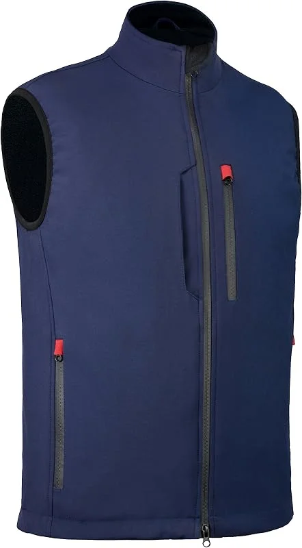 Ambick Kayz Gilet sportivo da uomo softshell outdoor antivento foderato in pile con tasche con cerniera, gilet da corsa senza maniche ideale per viaggi, golf, corsa, escursionismo — Abbigliamento riscaldato